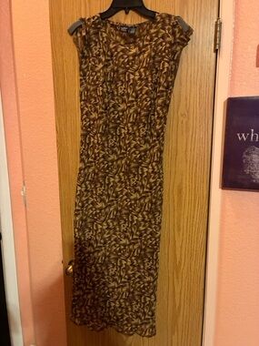Brown Print Maxi Dress PTP 21; L 46.5
